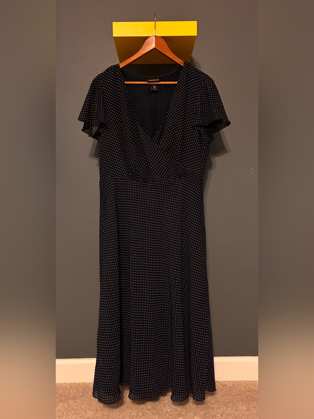 Lane Bryant Navy and White Polka Dot Midi Dress